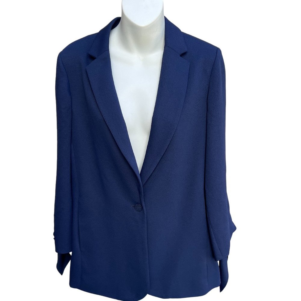 Cartonnier Blazer One Button Style Long Sleeve Collared Wrist Tie Navy Size 10